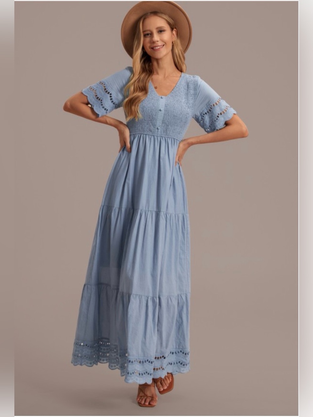 One loved babe V-Neck Maxi Dress in Light Blue